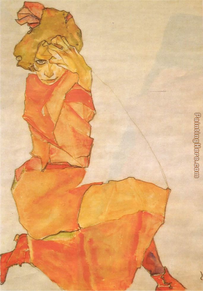 Egon Schiele Girl in orange 1910